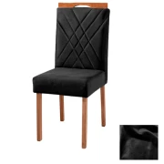 Cadeira Paris X 100% Madeira - Veludo Preto E44