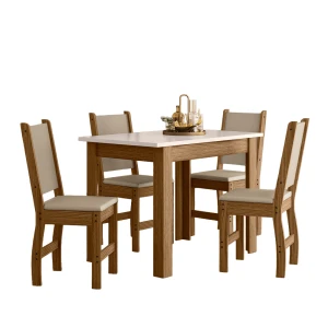 Conjunto Mesa Bellagio c/ 4 Cadeiras Clara - 108cm