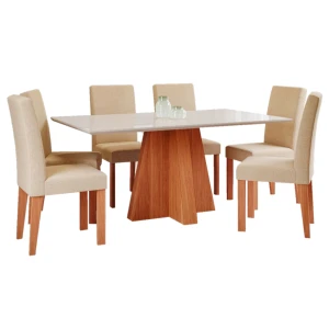 Conjunto Mesa Cimol + 6 Cadeiras - Tampo OFF White