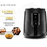 Fritadeira Air Fryer Gourmet Philco 4,4 Litros 1500w Preto Pfr15pg - 220v