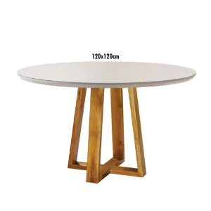 Mesa Natale 4 Lugares 120cm - Base de Madeira - Tampo Vidro Off-White