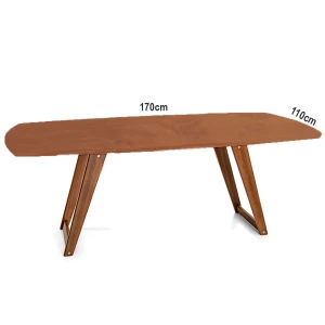 Mesa Retangular Base de Madeira MH5341 - Tampo Barril Laminado Amendoa