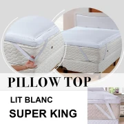Pillow TOP Super King Lit Blanc - 100% Fibra 1050G - Com Percal 180 Fios