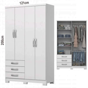 Roupeiro Caju 4P 3G - Cor Branco Cod. DA135-10