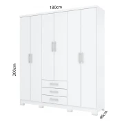 Roupeiro Caju 6P 3G - Cor Branco Cod. D136-10