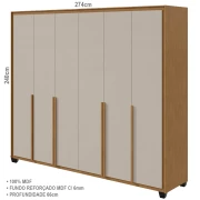 Roupeiro Imperatore Gigante 100% MDF - Ultra-Reforçado Fundo 6mm