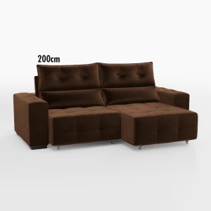 Sofá Reclinável e Retrátil em Tubo - Tecido c/ Dupla Camada - Esmeralda 200cm