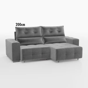 Sofá Reclinável e Retrátil em Tubo - Tecido c/ Dupla Camada - Esmeralda 200cm