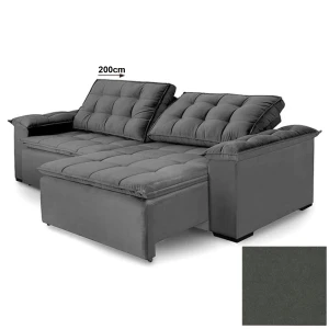 Sofá Versatil 200cm Reclinavél/Retratil - JOLI CINZA 21660