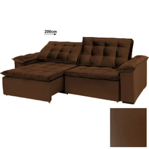 Sofá Versatil/Palace 200cm Reclinavél/Retratil - JOLI MARRON