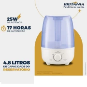 Umidificador Ultrassônico de Ar Portátil Britânia - BUD04B 4,8L